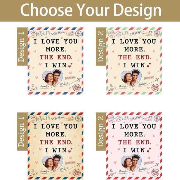 I Love You More The End I Win - Personalized Blanket With Photo and Name - Romantic Valentine'S Day Wedding Anniversary Gifts for Boyfriend Girlfriend Wife Husband