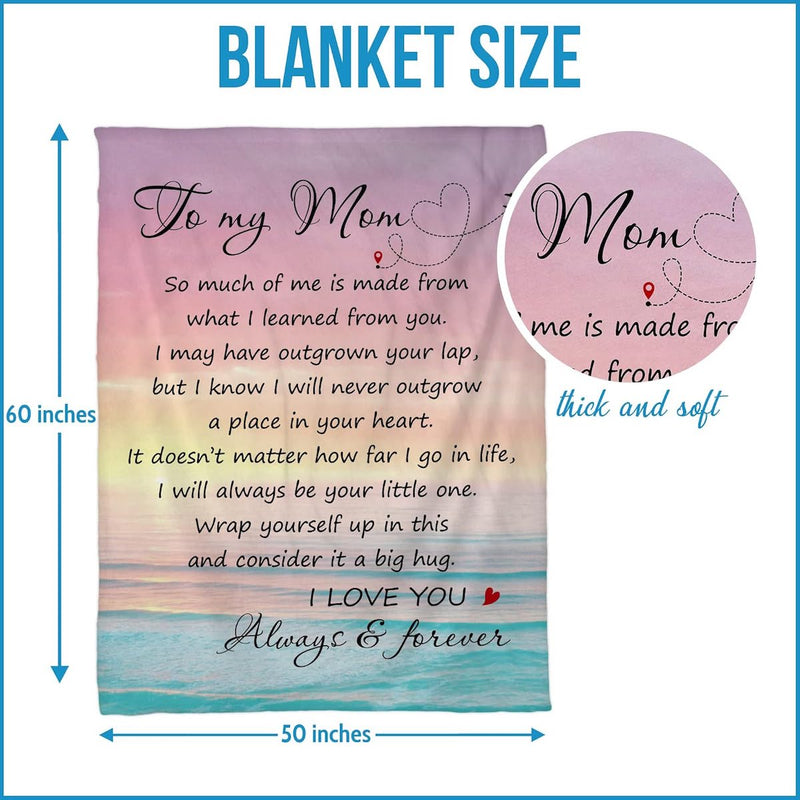 I Love You Mom - Love Blanket for Mom from Daughter Son - Birthday Gifts for Mom Grandma