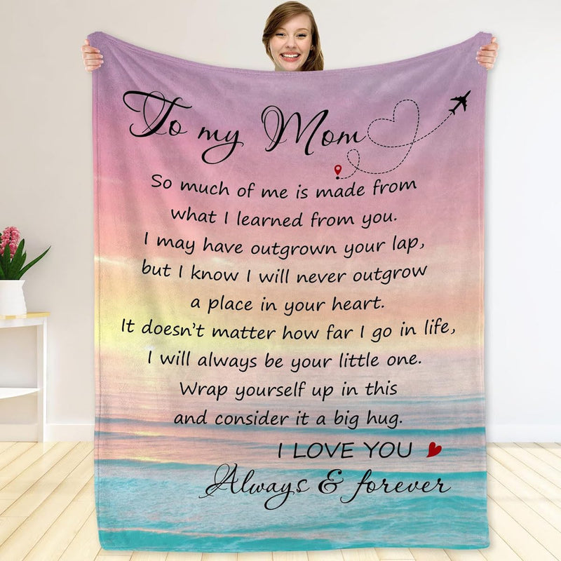 I Love You Mom - Love Blanket for Mom from Daughter Son - Birthday Gifts for Mom Grandma