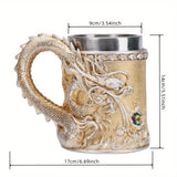 Stainless Steel Dragon Beer Mug - Large Capacity(600ml), Insulated Coffee Cup with Unique Oriental Dragon Design - Perfect for Cold Drinks, Ideal Christmas Gift