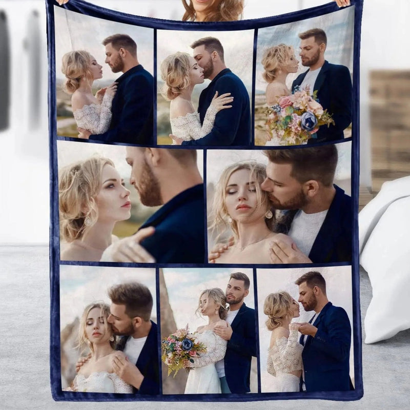 Custom Photo Blanket for Couples, Girlfriend Boyfriend Husband, Wife and Best Friends -  Funny Personalized Valentine's Day Gift, Anniversary Newlywed Wedding Engagement Gift