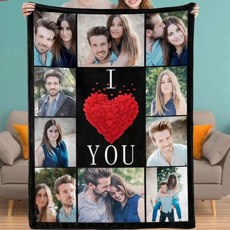 Custom Photo Blanket for Couples, Girlfriend Boyfriend Husband, Wife and Best Friends -  Funny Personalized Valentine's Day Gift, Anniversary Newlywed Wedding Engagement Gift