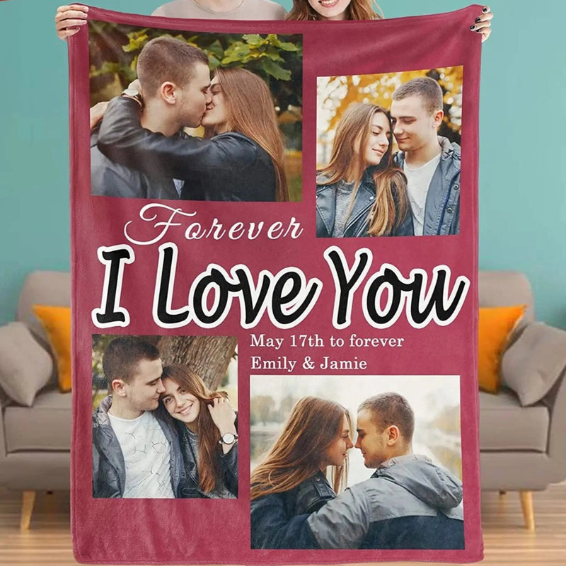 Custom Photo Blanket for Couples, Girlfriend Boyfriend Husband, Wife and Best Friends -  Funny Personalized Valentine's Day Gift, Anniversary Newlywed Wedding Engagement Gift