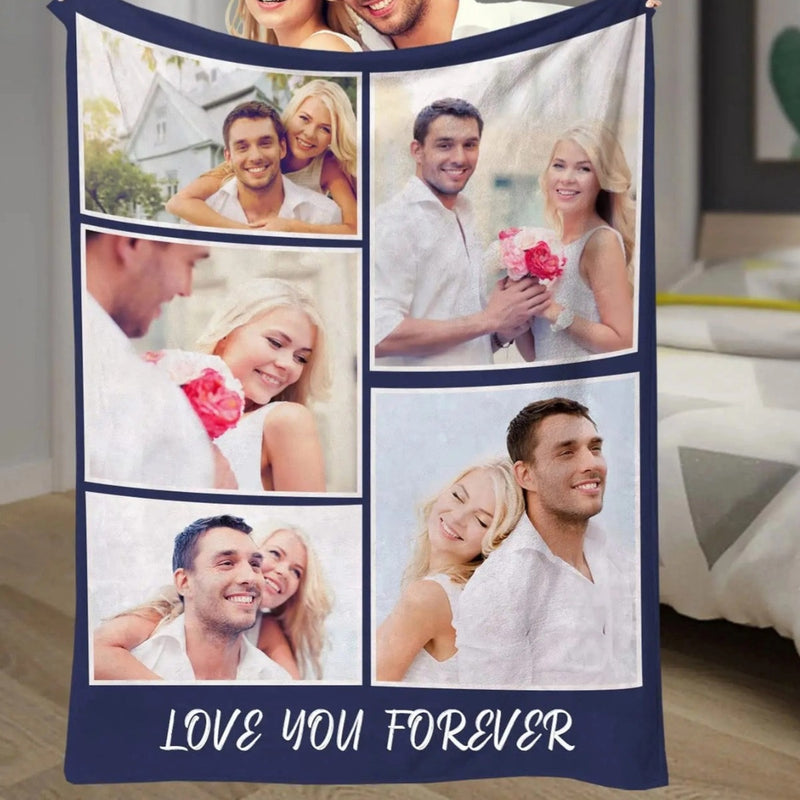 Custom Photo Blanket for Couples, Girlfriend Boyfriend Husband, Wife and Best Friends -  Funny Personalized Valentine's Day Gift, Anniversary Newlywed Wedding Engagement Gift