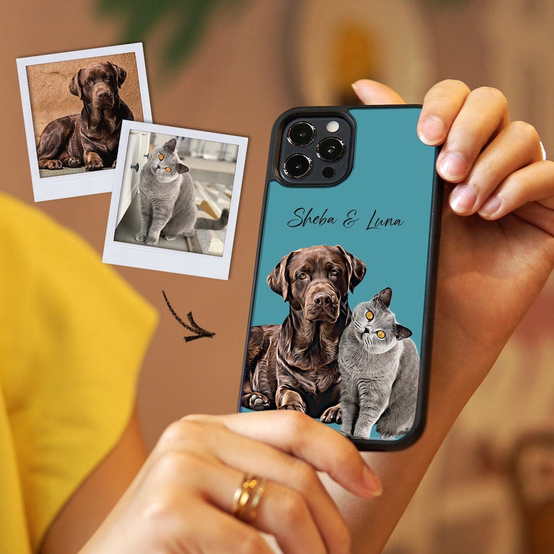 Custom Pet Portrait Phone Case - Gift for dog lover, Dog gift ideas , Dog loss gift