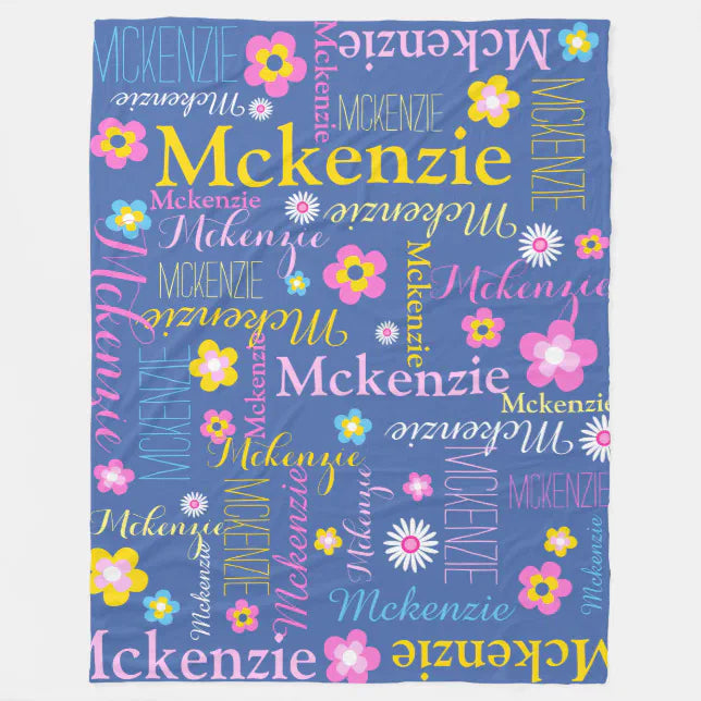 Floral Custom Name Blanket