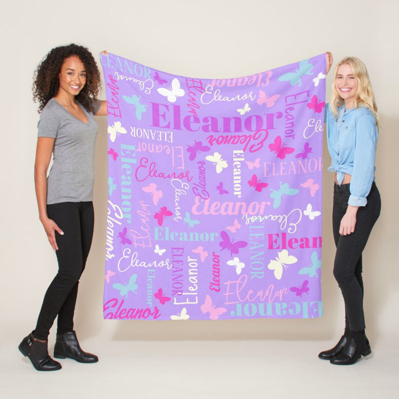 Butterflies Custom Name Blanket