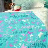 Butterflies Custom Name Blanket