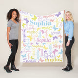 Butterflies Custom Name Blanket