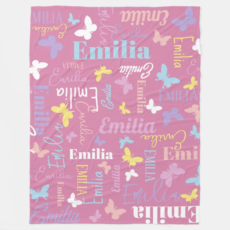 Butterflies Custom Name Blanket