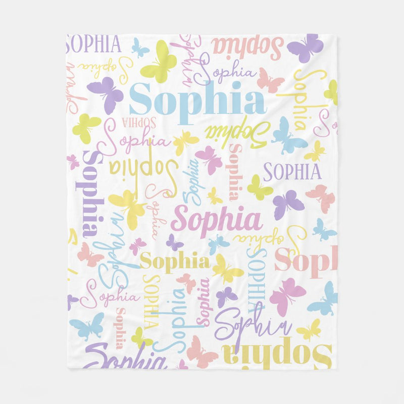 Butterflies Custom Name Blanket