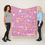 Butterflies Custom Name Blanket