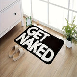 "Get Naked" Black Bath Mat - Soft Flannel, Anti-Slip Backing, Machine Washable, Heavy-Duty, Perfect for Bathroom, Living Room, Bedroom Entrance Door Mat with Easy Cleaning and Durable Construction