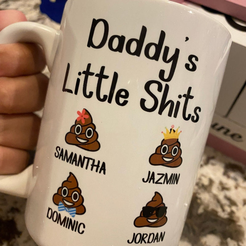 Daddy's Little Turds - Personalized Mug For Dad Grandpa - Funny Father's Day Birthday Gift