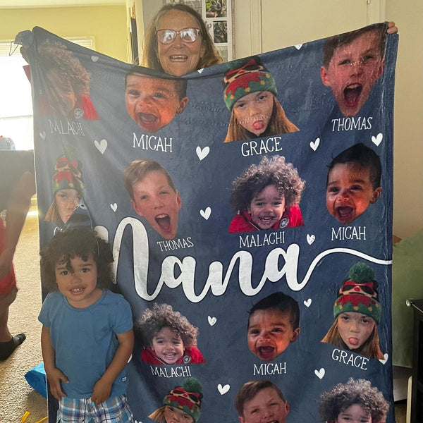 Personalized Photo Blanket, Custom Baby Photo Blanket for Grandma, Grandma Blanket with Baby Face,Mother's Day Birthday Christmas Gift for Family