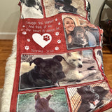 Custom Pet Photo Blanket, Dog Cat Memorial Gift, Pet Sympathy Gift, Christmas Keepsake, Dog Loss Gift, Paw Print Blanket