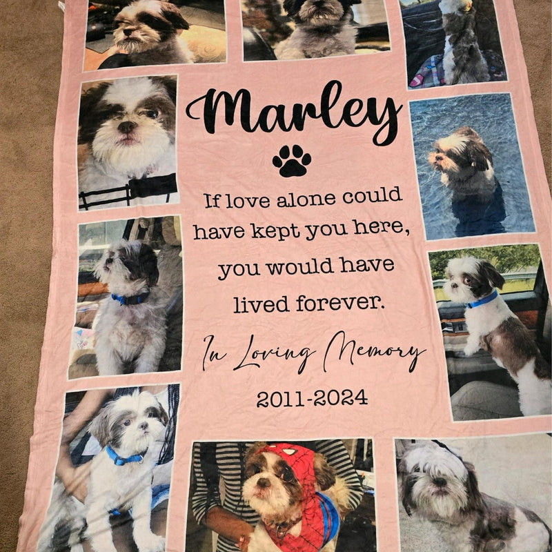 Custom Pet Photo Blanket, Dog Cat Memorial Gift, Pet Sympathy Gift, Christmas Keepsake, Dog Loss Gift, Paw Print Blanket