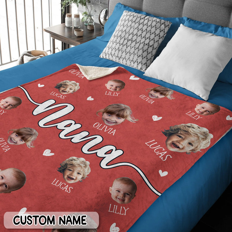 Personalized Photo Blanket, Custom Baby Photo Blanket for Grandma, Grandma Blanket with Baby Face,Mother's Day Birthday Christmas Gift for Family