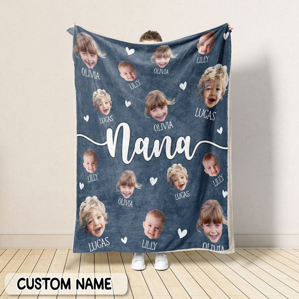 Personalized Photo Blanket, Custom Baby Photo Blanket for Grandma, Grandma Blanket with Baby Face,Mother's Day Birthday Christmas Gift for Family