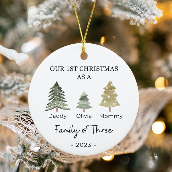 Family of Three Christmas Ornament - Personalized Baby's First Christmas Ornament, First Christmas Family Ornament