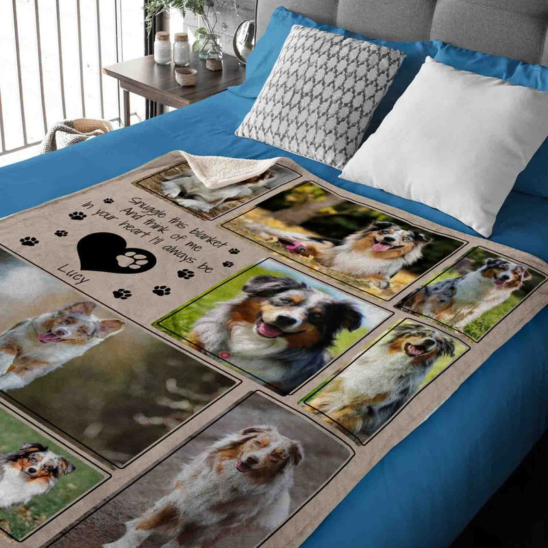 Custom Pet Photo Blanket, Dog Cat Memorial Gift, Pet Sympathy Gift, Christmas Keepsake, Dog Loss Gift, Paw Print Blanket