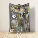 Custom Pet Photo Blanket, Dog Cat Memorial Gift, Pet Sympathy Gift, Christmas Keepsake, Dog Loss Gift, Paw Print Blanket