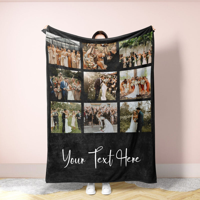 Personalized Blanket with Photo and Text, Personalized Gift for Christmas Anniversary Birthday, Perfect Gift for Family Friends Couples