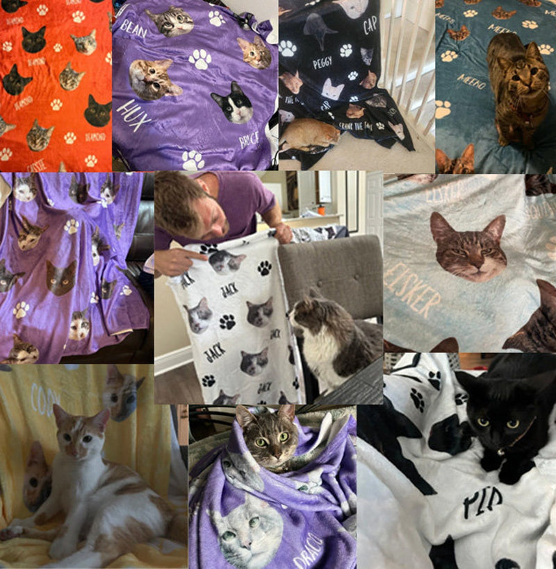 Custom Dog Cat Blanket, Personalized Blanket with Pet Photo and Text, Perfect Gift for Pet Owners