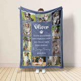 Custom Pet Photo Blanket, Dog Cat Memorial Gift, Pet Sympathy Gift, Christmas Keepsake, Dog Loss Gift, Paw Print Blanket