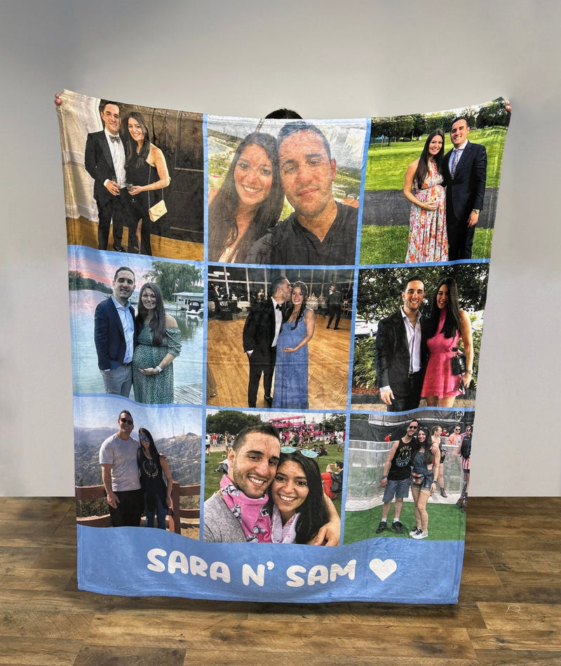 Personalized Blanket with Photo and Text, Personalized Gift for Christmas Anniversary Birthday, Perfect Gift for Family Friends Couples