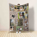 Custom Pet Photo Blanket, Dog Cat Memorial Gift, Pet Sympathy Gift, Christmas Keepsake, Dog Loss Gift, Paw Print Blanket