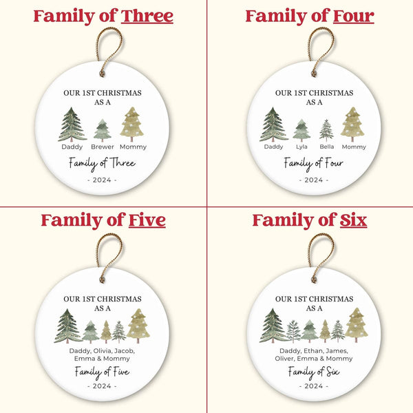 Family of Three Christmas Ornament - Personalized Baby's First Christmas Ornament, First Christmas Family Ornament