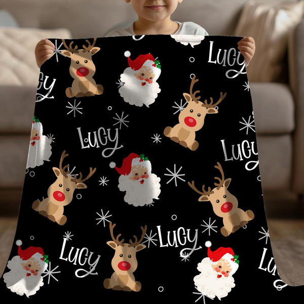 Personalized Name Christmas Gift for Kids and Babies, Holiday Throw for Cozy Nights