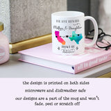 The Love Between Mother Daughter Knows No Distance - Personalized Name and State Mug - Custom Gift for Mom and Daughter - Unique Long Distance Family Gift