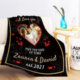 I Love You Till the End of Time - Custom Name, Date and Photo Blanket for Couples, Girlfriend Boyfriend Husband, Wife and Best Friends -  Funny Personalized Valentine's Day Gift, Anniversary Newlywed Wedding Engagement Gift