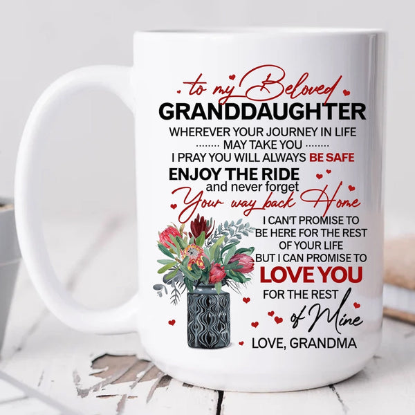 To My Granddaughter Coffee Mug - Personalized Mug with Name From Grandma Mom - Perfect Gift for Granddaughter, Daughter