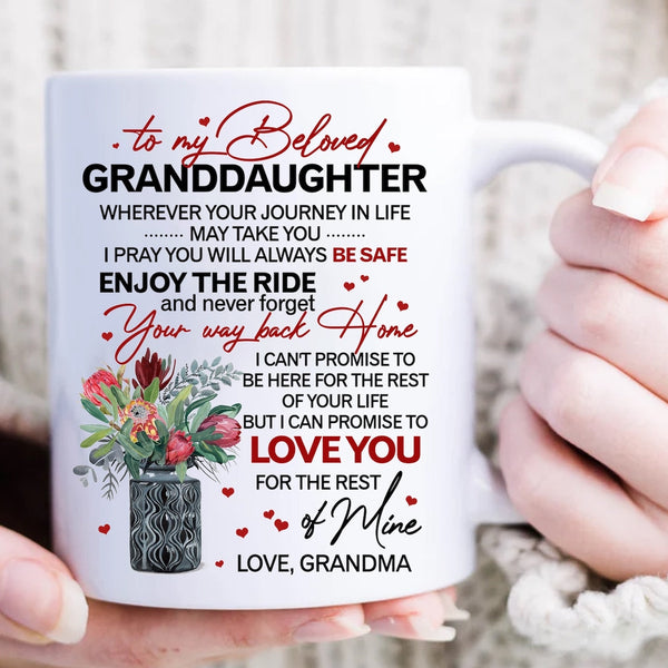 To My Granddaughter Coffee Mug - Personalized Mug with Name From Grandma Mom - Perfect Gift for Granddaughter, Daughter