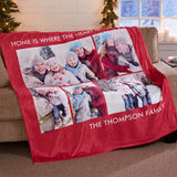 Home is Where the Heart Is - Personalized Family Photo Blanket for Grandma Mom Grandpa Papa - Custom Mother’s Day Father's Day Birthday Gift