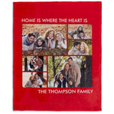 Home is Where the Heart Is - Personalized Family Photo Blanket for Grandma Mom Grandpa Papa - Custom Mother’s Day Father's Day Birthday Gift