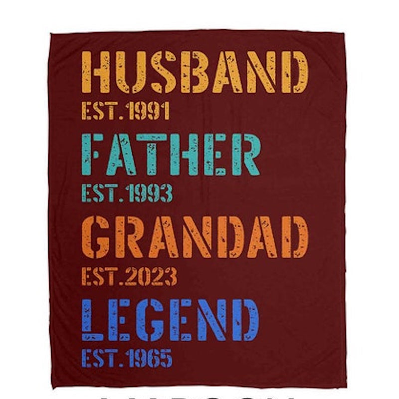 Personalized Blanket for Grandpa - Unique Custom Gift for Birthday Father's Day Pregnancy AnnouncementChristmas