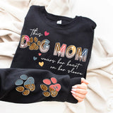 This Dog Mom Wears Her Heart on Her Sleeve , Custom Dog Name shirt , Dog Mom Dog Lover shirt