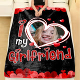 I Love My Girlfriend - Custom Photo Blanket - Best Anniversary Birthday Gift For Him Her Boyfriend Girlfriend Wife Hunsband