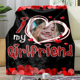 I Love My Girlfriend - Custom Photo Blanket - Best Anniversary Birthday Gift For Him Her Boyfriend Girlfriend Wife Hunsband