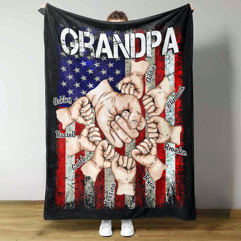 Personalized Kids Name Blanket for Grandpa - Unique Custom Gift for Birthday Father's Day Christmas