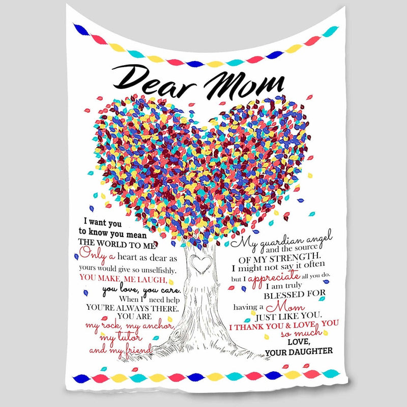 Novelty Dear Mom Letter Blanket - Personalized Mom Blanket from Daughter Son, Custom Name Gift for Birthday Mother's Day