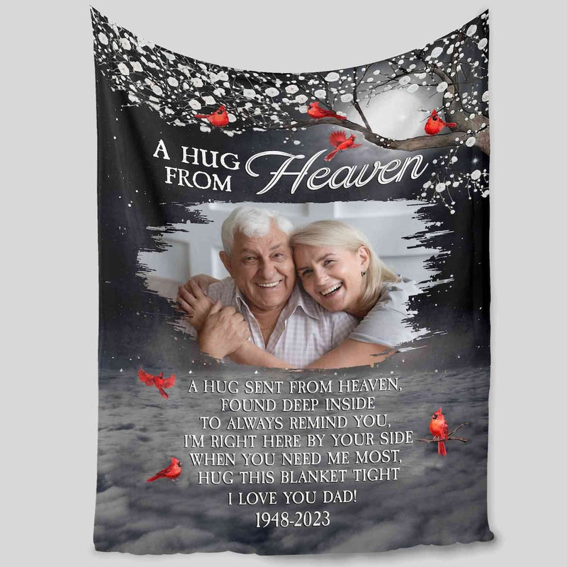 A Hug from Heaven - Custom Memorial Blanket with Photos for Loss of Loved One, in Loving Memory Personalized Sympathy Blanket for Loss of Dad Mom Husband Wife Friend, In Memory of Loved One Gifts