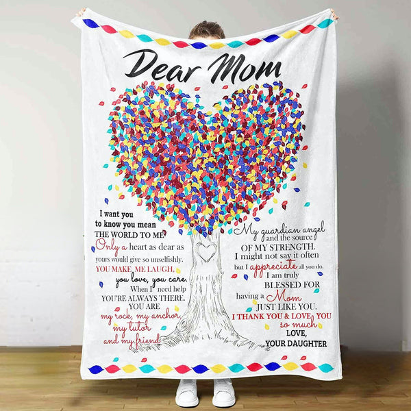 Novelty Dear Mom Letter Blanket - Personalized Mom Blanket from Daughter Son, Custom Name Gift for Birthday Mother's Day