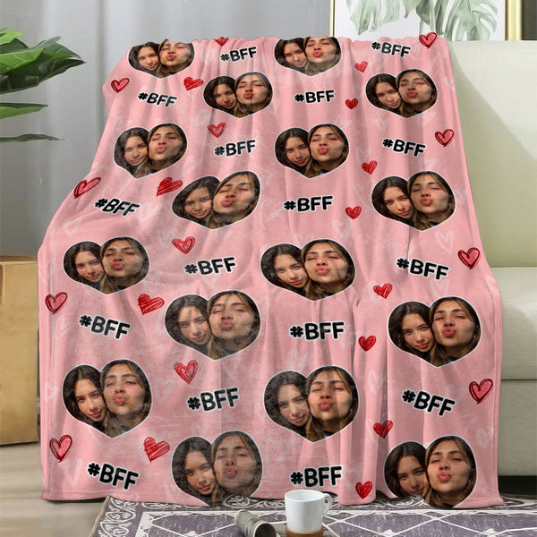 Custom Photo Besties Blanket, Personalized Best Friends Blanket, Custom Name Blanket, Best Friend Besties BFF Gift