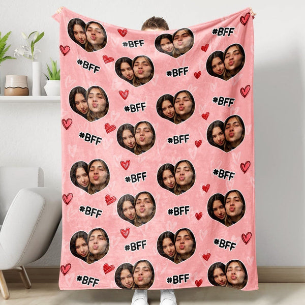 Custom Photo Besties Blanket, Personalized Best Friends Blanket, Custom Name Blanket, Best Friend Besties BFF Gift