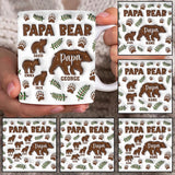 Papa Bear Mug - Personalized Kids Name Mug for Dad from Kids Daughter Son - Unique Custom Gift For Father's Day Birthday